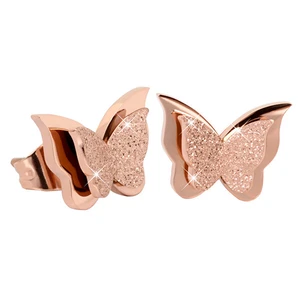 Troli Drobné motýlí náušnice Metal Butterfly KES-048-ROSEGOLD