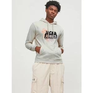 Men's Cream Hoodie Jack & Jones Map - Men's