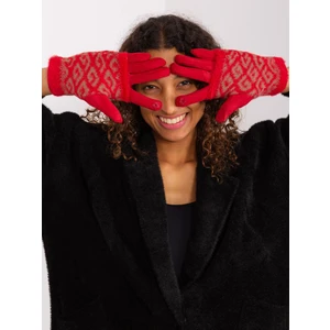 Red touch gloves with overlay