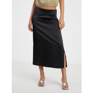 Black Ladies Satin Maxi Skirt ONLY Mayra - Women