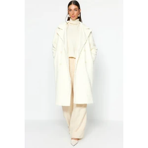 Trendyol Oversized Ecru Wide Cut Long Bouquette Coat