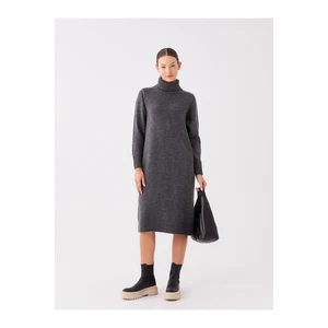 LC Waikiki Women's Turtleneck Straight Long Sleeve Oversized Knitwear Dress