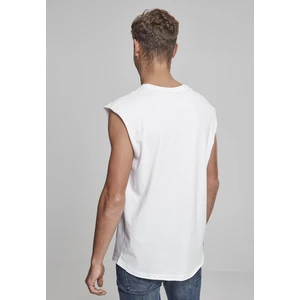 White sleeveless T-shirt with open brim