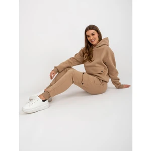 Dark beige tracksuit with oversized sweatshirt