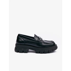 Black Women's Leather Moccasins on the Platform KARL LAGERFELD Precinc - Women