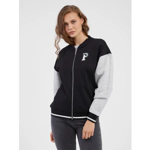 Womens Zipped Gray-Black Zipper Sweatshirt Puma Squad Track - Women