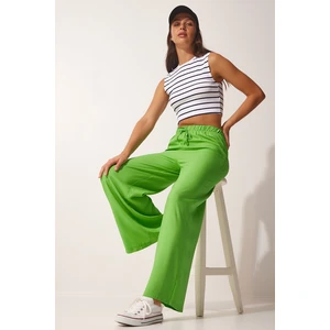 Happiness İstanbul Women's Light Green Cotton Viscose Palazzo Pants