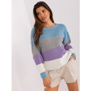 Blue and purple striped oversize sweater