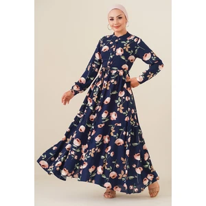 Bigdart 2144 Judge Collar Hijab Dress - Navy Blue.