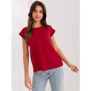 Burgundy cotton women's T-shirt BASIC FEEL GOOD