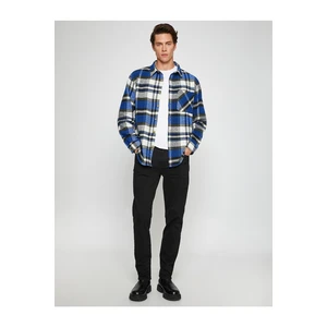 Koton Plaid Lumberjack Shirt with Pocket Detailed, Classic Collar