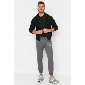 Trendyol Anthracite Men Regular Fit Printed Sweatpants