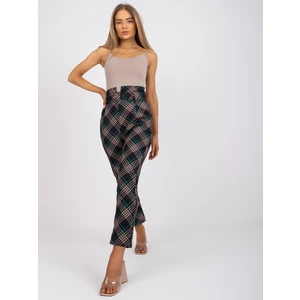 Black and green elegant trousers made of checked material