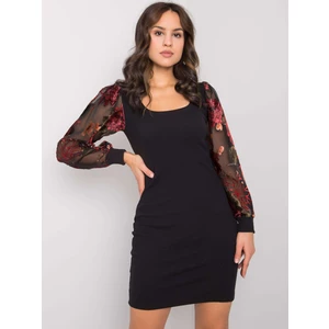 Black dress with patterned sleeves from Salvador RUE PARIS