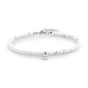 Rebel&Rose Bílý korálkový náramek na nohu Anklet Slices Virgin White RR-AK006-S 19,5 - 21,5 cm - XS