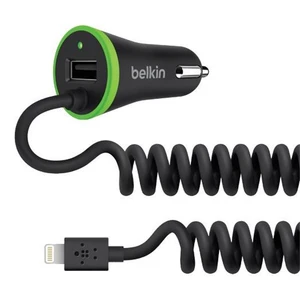 Autós töltő Belkin BoostUp 3.4A + fonott kábel lightning konnektorral