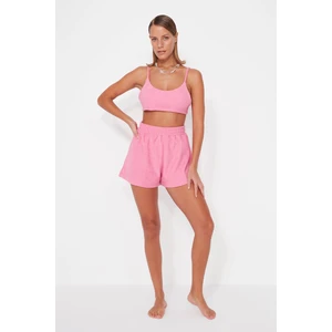 Trendyol Fuchsia Woven Towel Blouse Short Set