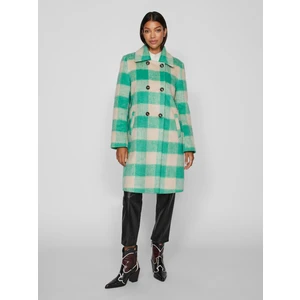 Women's green and beige plaid coat VILA Viorta - Women