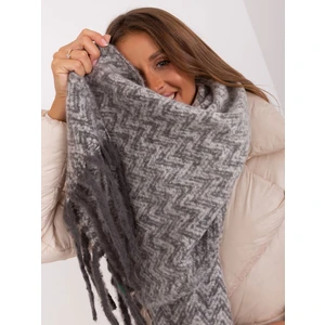 Grey and white women's scarf with patterns