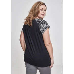 Women's contrasting raglan t-shirt black/dark camo