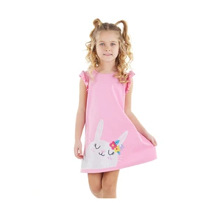 Denokids Fancy Rabbit Cotton Girls' Pink Dress