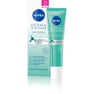 Nivea Derma Skin Clear noční exfoliační pleťový peeling 40 ml