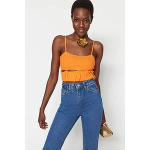 Trendyol Orange Crop Knitwear With Window/Cut Out Detail, A Piecing Blouse