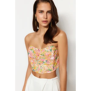 Trendyol Multicolored Floral Printed Tulle Bustier