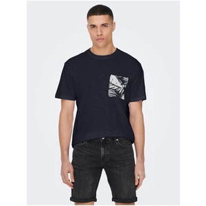 Dark blue men's T-shirt ONLY & SONS Perry - Men