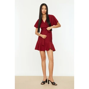 Trendyol Burgundy Belt Dress