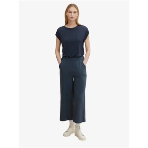 Dark Blue Women's Shortened Wide Pants Tom Tailor - Women