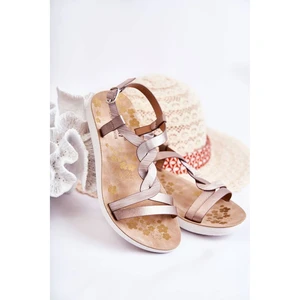 Children's Leather Sandals With Buckle Silver Dimmel