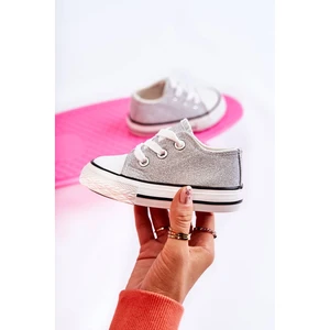 Children's Sneakers Tied Rose Silver Wella