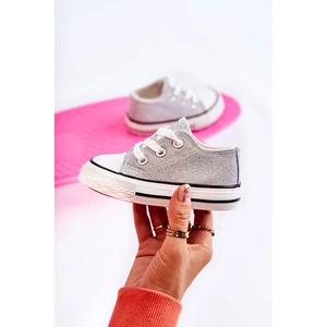 Children's Sneakers Tied Rose Silver Wella