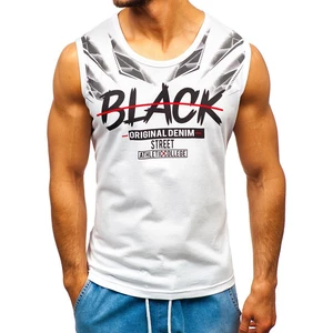 Tricou tank top cu imprimeu alb Bolf 14271