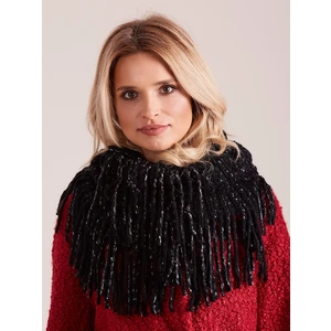 Black fringed melange neckwarmer