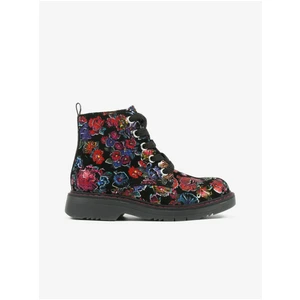 Black Girly Flowered Ankle Boots Richter - Girls