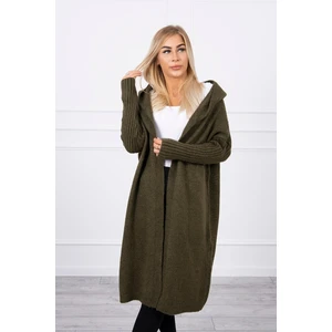 Sweater with hood in khaki color