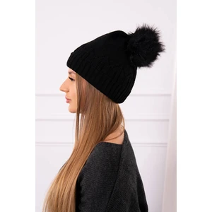 Cap with pompom Judyta K347 black