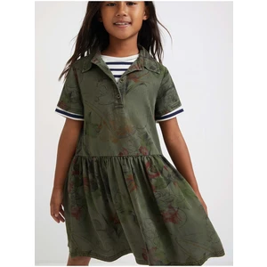 Khaki Girl Patterned Dress Desigual Mickey Camo Flower - Girls