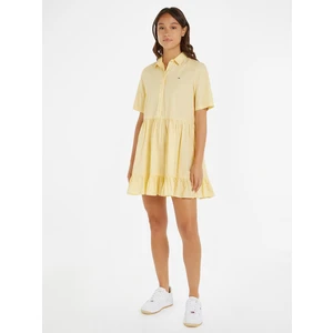 Light Yellow Ladies Shirt Dress Tommy Jeans - Ladies