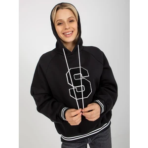 Black hoodie with drawstrings