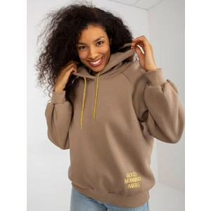 Dark beige hoodie with embroidery Diego