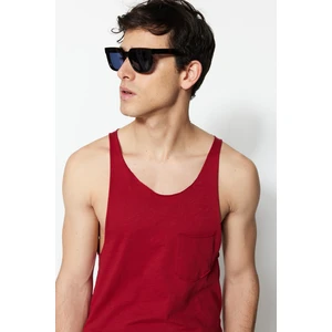 Trendyol Claret Red Men Regular/Normal Fit 100% Cotton Pocket Sleeveless T-Shirt/Athlete