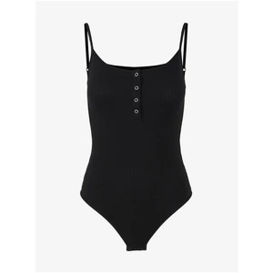 Black Ribbed Body Pieces Kitte - Women