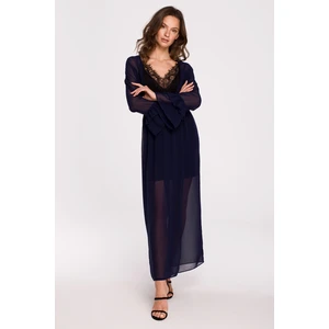 Makover Woman's Dress K136 Navy Blue