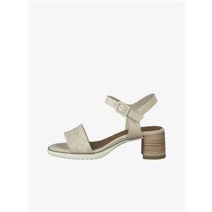 Cream Leather Heel Sandals Tamaris - Women