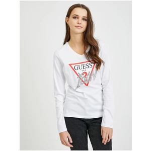 Guess Icon White Women's Long Sleeve T-Shirt - Women