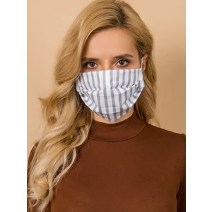 White and gray cotton mask with stripes