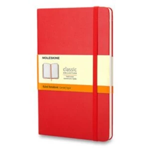 Moleskine - zápisník v tvrdých deskách - vel. L, 13 × 21 cm, linkovaný, červený